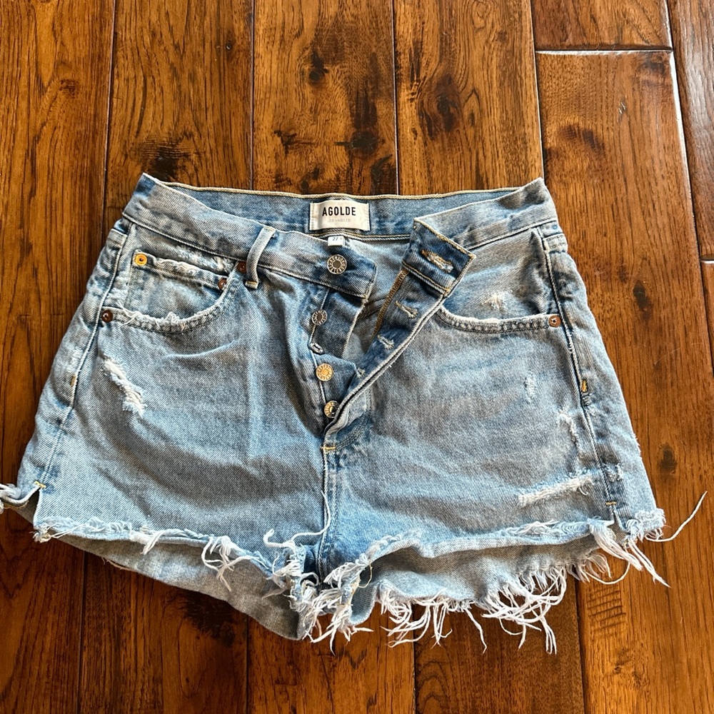 Agolde button up denim shorts size 27
